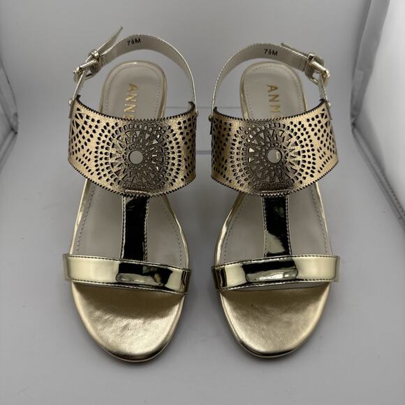 Anne Klein‎ Maddie Gold Slingback Sandal Open Toe Women’s Size 7.5 M NWB - Picture 3 of 10
